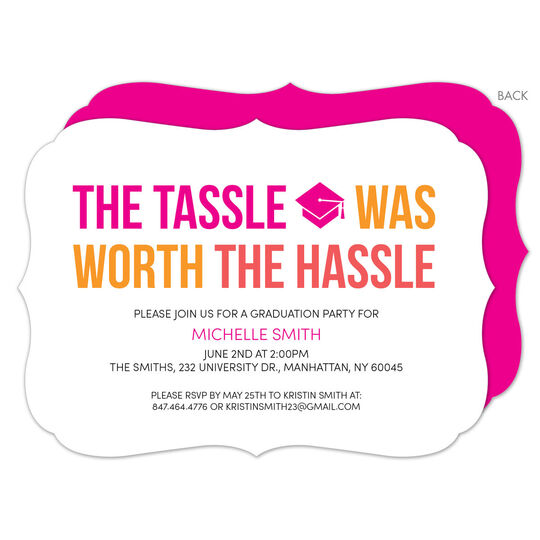 Pink and Orange Tassle Hassle Graduation Invitations